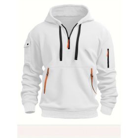 Dropped Shoulder Hooded Sweatshirt Men's Women's Plus Size Loose Pullover Fashion Sweatshirt (Option: White-L-1pcs)