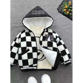 Versatile Fashion Trend Warm Jacket Clothing (Option: Black and white-M)