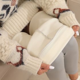 Cashmere Winter Wear High Waist Leggings For Women (Option: KE108 Leather Tag Light Gray-S)