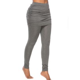 Pack hip side pleated skirt fake two leggings skirt (Option: Grey-S)