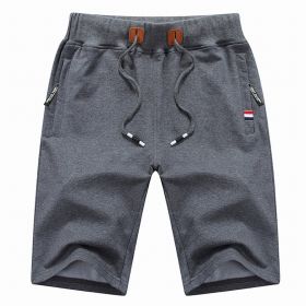 Men's Shorts Casual Classic Fit Drawstring Summer Beach Shorts With Elastic Waist And Pockets (Option: Dark Grey-L)