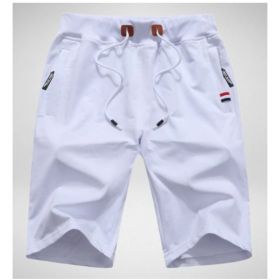 Men's Shorts Casual Classic Fit Drawstring Summer Beach Shorts With Elastic Waist And Pockets (Option: White-7XL)