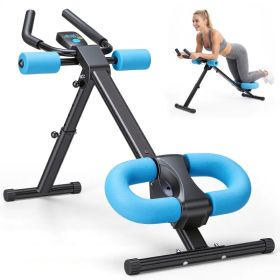 Adjustable Ab Machine For Stomach Workout, Core Workout Equipment For Home Gym, Ab Trainer With 2 Incline & 5 Height Levels, Knee & Elbow Protection, (Option: Blue)