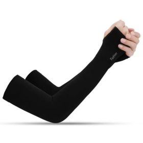 Unisex Cooling Ice Silk Sun Sleeves - UV Protection Thin Arm Guards For Outdoor Cycling, Breathable & Quick-Dry, One Size Fits Most, Elegant Gift Box (Option: Black)