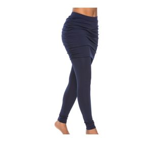 Pack hip side pleated skirt fake two leggings skirt (Option: Navy Blue-M)