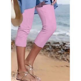Summer Women's Plain Casual Leggings (Option: Pink-S)