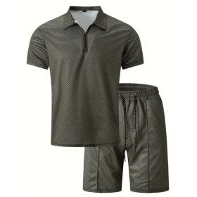 Polo Shirt Sports Short Sleeve Shorts Suit For Men (Option: Dark Gray-S)