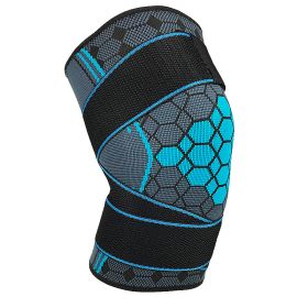 Double Strap Compression Knee Pads For Basketball Cycling (Option: Blue with straps-M)