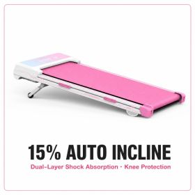 Walking Pad Treadmill  Auto Incline ,Under Desk Treadmill (Option: Pink)