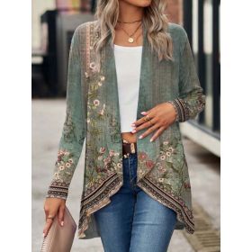 Shawl Small Suit Cardigan Outer Wear Ethnic Style (Option: Green-S)