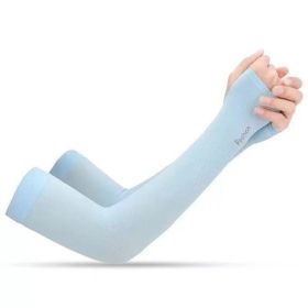 Unisex Cooling Ice Silk Sun Sleeves - UV Protection Thin Arm Guards For Outdoor Cycling, Breathable & Quick-Dry, One Size Fits Most, Elegant Gift Box (Option: Blue)