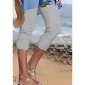 Summer Women's Plain Casual Leggings (Option: Gray-4XL)