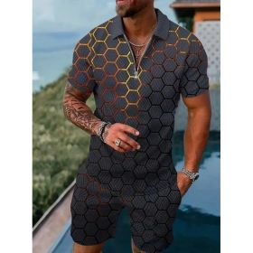 Polo Shirt Sports Short Sleeve Shorts Suit For Men (Option: Platinum-2XL)