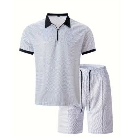 Polo Shirt Sports Short Sleeve Shorts Suit For Men (Option: White-M)