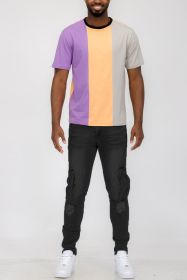 Weiv Mens Color Block T Shirt (Color: LILAC, size: M)