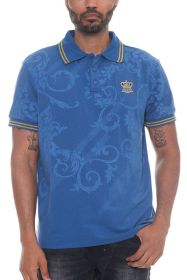Version Couture Polo Button Down Shirt (Color: Blue, size: M)