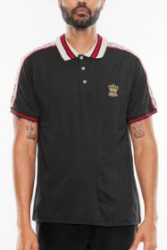 Version Couture Polo Button Down Shirt (Color: Black, size: L)