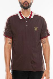 Version Couture Polo Button Down Shirt (Color: BROWN, size: 2XL)