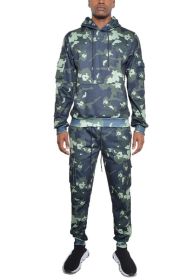 FULL CAMO HOODIE COTTON SWEAT SET (Color: OLIVE, size: M)
