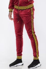 Velour Status Detail Jogger (Color: BURGUNDY GOLD, size: 2XL)