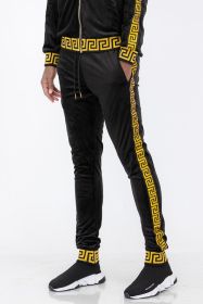 Velour Status Detail Jogger (Color: BLACK GOLD, size: S)