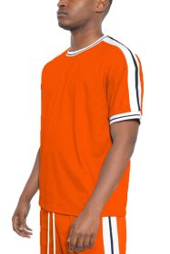 Striped Tape Short Sleeve T-shirt (Color: Orange, size: S)