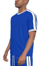 Striped Tape Short Sleeve T-shirt (Color: ROYAL, size: S)