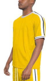 Striped Tape Short Sleeve T-shirt (Color: Yellow, size: S)