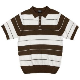 Charlie Brown Shirt Short Sleeve Polo (Color: BROWN WHITE, size: S)