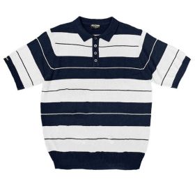 Charlie Brown Shirt Short Sleeve Polo (Color: NAVY WHITE, size: 5XL)