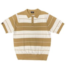 Charlie Brown Shirt Short Sleeve Polo (Color: KHAKI WHITE, size: 2XL)