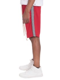 Weiv Mens Checkered Stripe Track Shorts (Color: Red, size: S)
