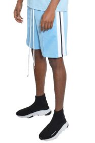 Short Sleeve Striped Tape Tshirt (Color: LIGHT BLUE, size: XL)