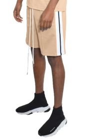 Short Sleeve Striped Tape Tshirt (Color: SAND, size: L)