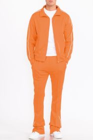 Mens Side Pipe Track Jacket (Color: Orange, size: S)