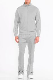 Mens Side Pipe Track Jacket (Color: GREY, size: L)