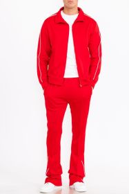 Mens Side Pipe Track Jacket (Color: Red, size: S)