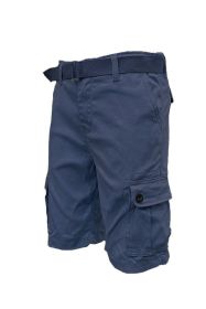 Weiv Mens Belted Cargo Shorts Pockets and Belt (Color: NAVY, size: 38)