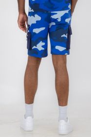 Weiv Mens Full Camo Sweat Shorts (Color: Blue, size: 2XL)