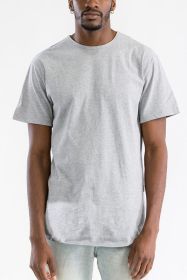Extended Scallop Round Neck Tshirt (Color: H.GREY, size: XL)