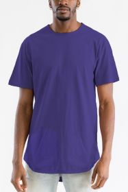 Extended Scallop Round Neck Tshirt (Color: Orange, size: M)