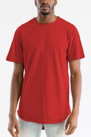 Extended Scallop Round Neck Tshirt (Color: Red, size: XL)