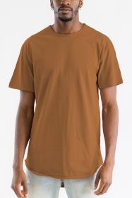 Extended Scallop Round Neck Tshirt (Color: SPICE, size: M)