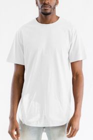Extended Scallop Round Neck Tshirt (Color: White, size: S)