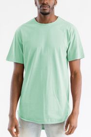 Extended Scallop Round Neck Tshirt (Color: JADE, size: 2XL)