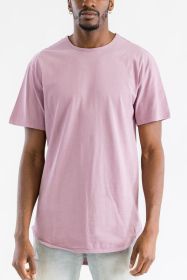 Extended Scallop Round Neck Tshirt (Color: MAUVE, size: XL)