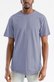 Extended Scallop Round Neck Tshirt (Color: RAISIN, size: L)