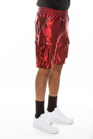 Satin Street Cargo Shorts (Color: Red, size: 3XL)
