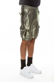 Satin Street Cargo Shorts (Color: OLIVE, size: 3XL)