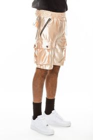 Satin Street Cargo Shorts (Color: CHAMPAGNE, size: L)